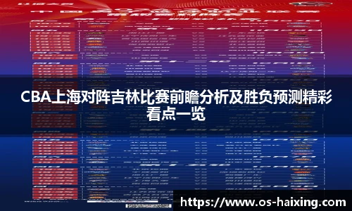 CBA上海对阵吉林比赛前瞻分析及胜负预测精彩看点一览